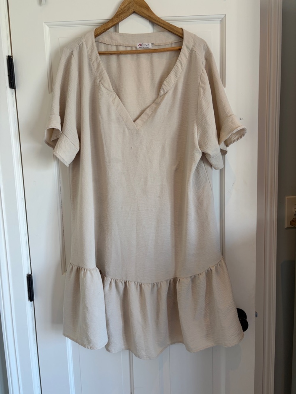 Amazon Cream V-Neck Midi Dress